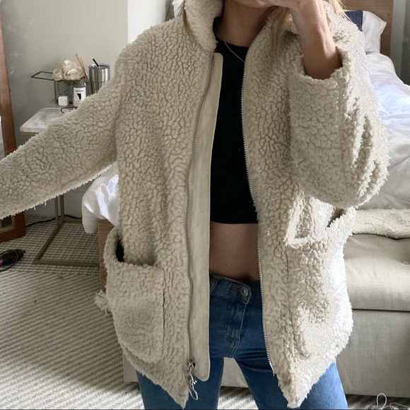 TopShop White Teddy Coat - Picture 3 of 5